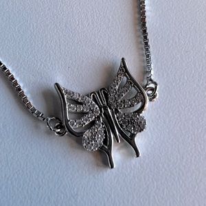 Sterling Silver Butterfly Bracelet with Rhinestones